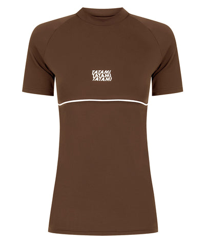 Ladies Contour Short Sleeve Rash Guard - Brown