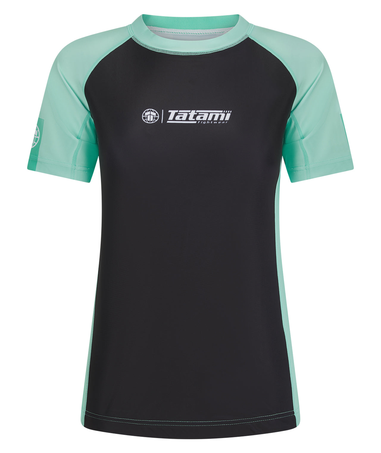 Mint Rash Guard Ladies Contrast Short Sleeve Rash Guard - Mint & Black – Tatami ...