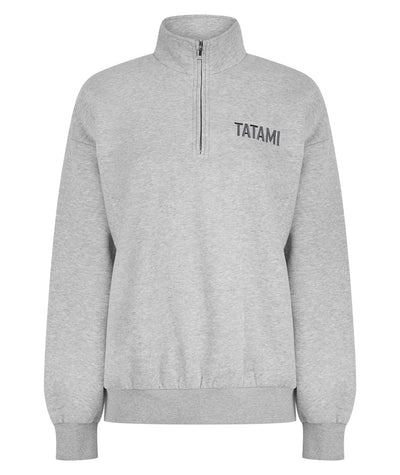 Ladies Quarter Zip Jumper - Grey Marl