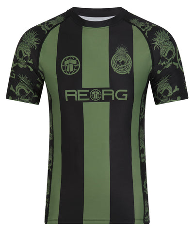 Reorg Striped Rash Guard - Khaki & Black